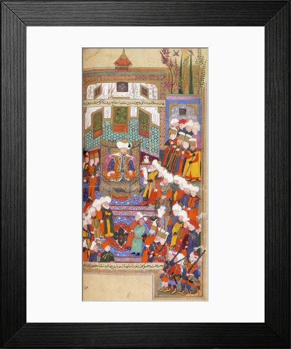 Framed Print : Timur's envoy reading a letter to Bayezid, 1599. Creator: Unknown. Timur's envoy reading a letter to Bayezid, 1599. Creator: Unknown Framed Print : Timur's envoy reading a letter to Bayezid, 1599. Creator: Unknown. Timur's envoy reading a letter to Bayezid, 1599. Creator: Unknown
