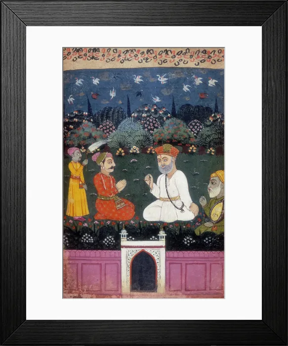 Framed Print : Guru Nanak and Mardana with King Shivanabh, after c1500. Creator: Unknown Framed Print : Guru Nanak and Mardana with King Shivanabh, after c1500. Creator: Unknown