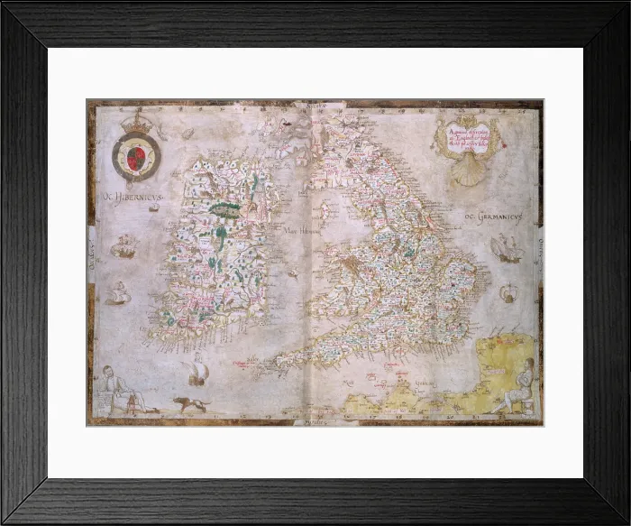 Framed Print : Map of Great Britain and Ireland, c1564-c1570. Creator: Laurence Nowell Framed Print : Map of Great Britain and Ireland, c1564-c1570. Creator: Laurence Nowell