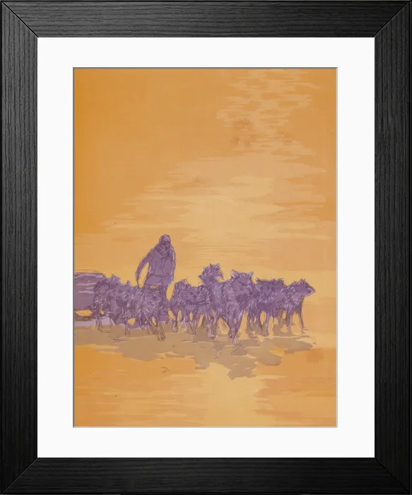 Framed Print : A man with wolves; scene from 'The Jungle Book', 1919. Creator: Paul Jouve Framed Print : A man with wolves; scene from 'The Jungle Book', 1919. Creator: Paul Jouve