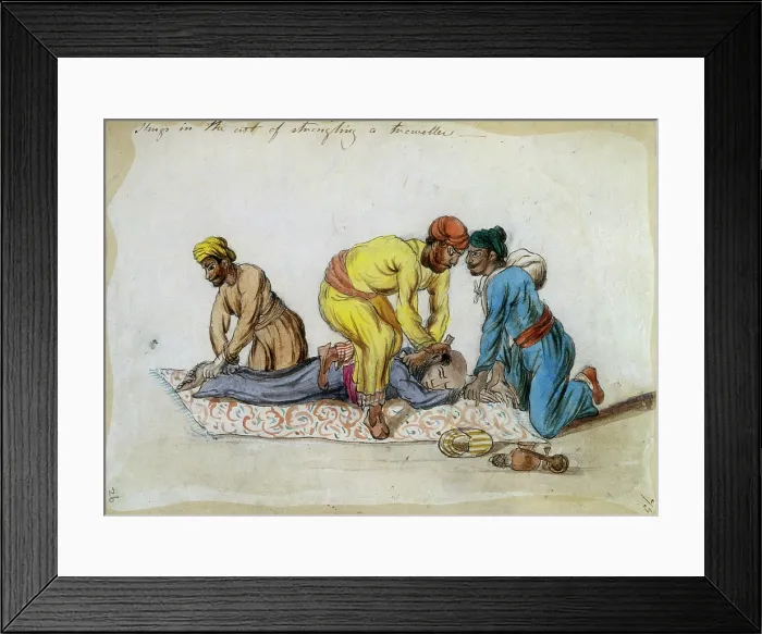 Framed Print : Thugs in the act of strangling a traveller, 1838. Creator: Frances Eden. Thugs in the act of strangling a traveller, 1838. Creator: Frances Eden Framed Print : Thugs in the act of strangling a traveller, 1838. Creator: Frances Eden. Thugs in the act of strangling a traveller, 1838. Creator: Frances Eden