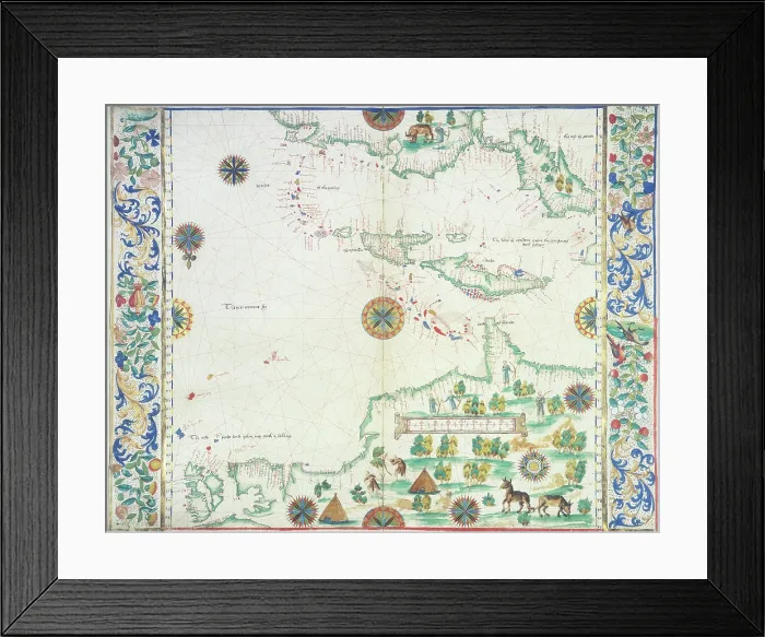 Framed Print : Map of the Caribbean, 1542. Creator: John Rotz Framed Print : Map of the Caribbean, 1542. Creator: John Rotz