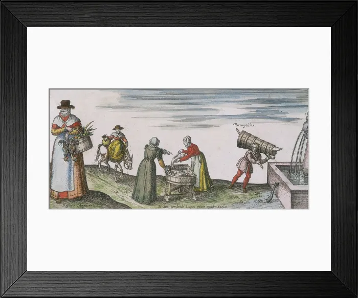 Framed Print : Women gutting fish, 1598. Creator: Unknown Framed Print : Women gutting fish, 1598. Creator: Unknown