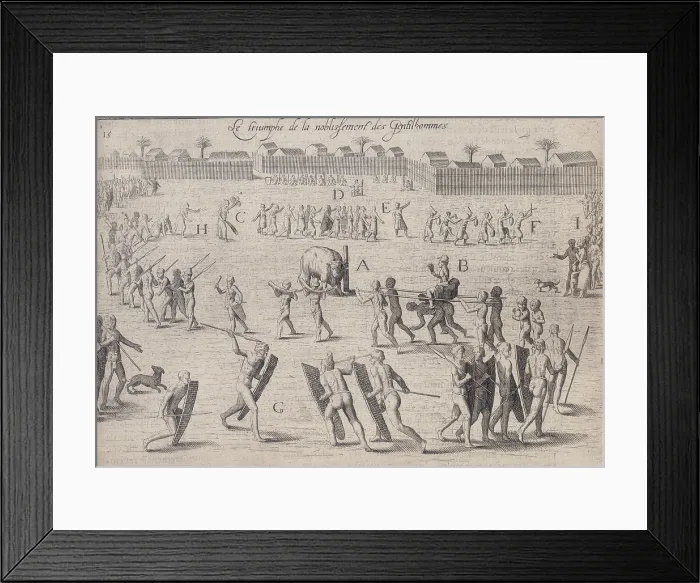 Framed Print : People in a procession around a tethered bull, 1605. Creator: Unknown Framed Print : People in a procession around a tethered bull, 1605. Creator: Unknown