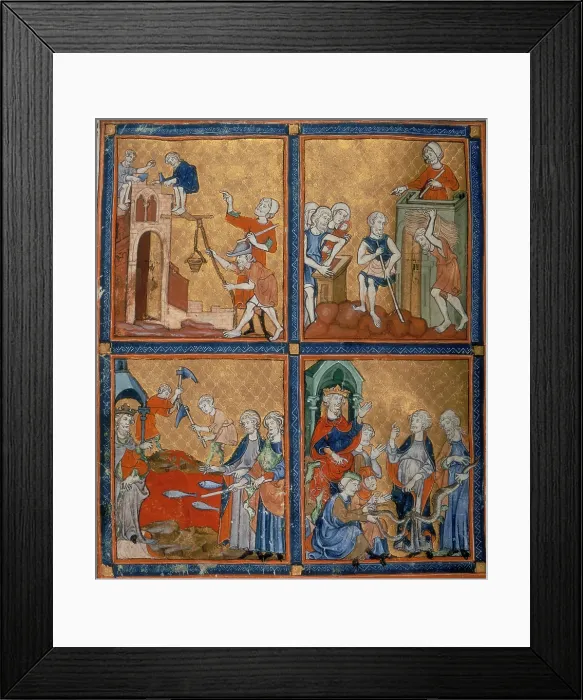 Framed Print : Four scenes from the Old Testament, c1300-c1330. Creator: Unknown Framed Print : Four scenes from the Old Testament, c1300-c1330. Creator: Unknown
