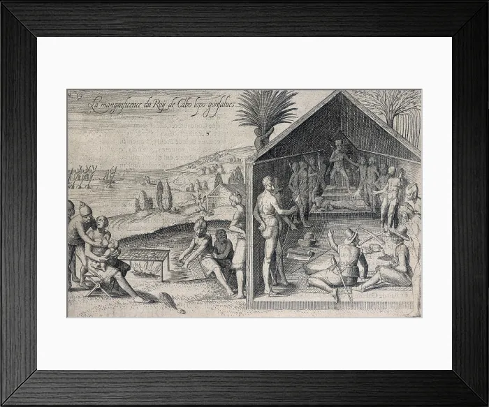 Framed Print : Two Europeans at an audience with a king, 1605. Creator: Unknown Framed Print : Two Europeans at an audience with a king, 1605. Creator: Unknown