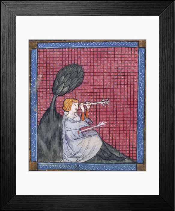 Framed Print : A man pierced by two arrows, 14th century. Creator: Unknown Framed Print : A man pierced by two arrows, 14th century. Creator: Unknown