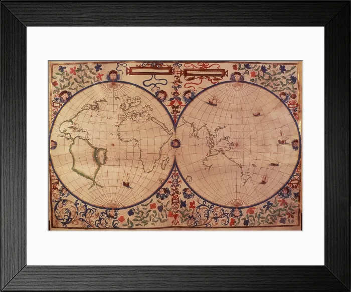 Framed Print : World Map, 1542. Creator: John Rotz Framed Print : World Map, 1542. Creator: John Rotz