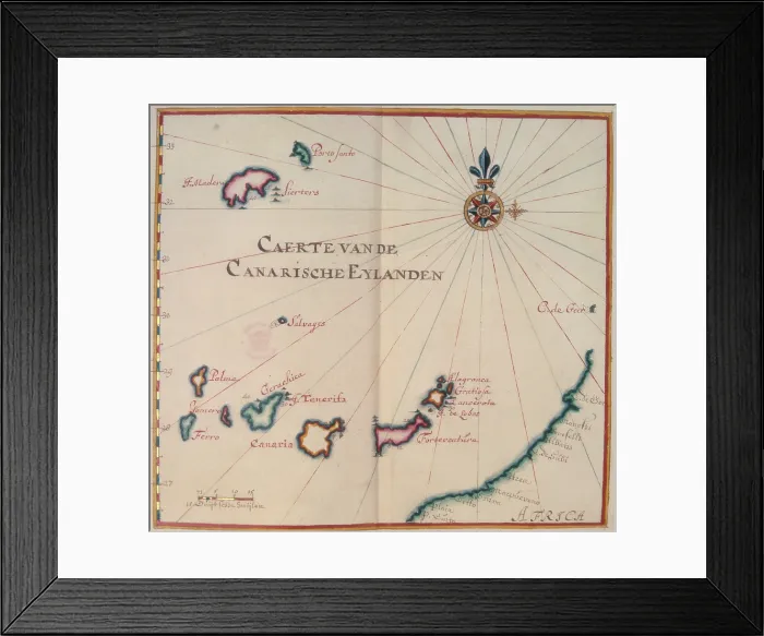 Framed Print : Map of the Canary Islands, 17th century. Creator: Unknown Framed Print : Map of the Canary Islands, 17th century. Creator: Unknown