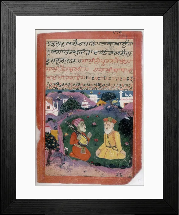 Framed Print : Guru Nanak Janam shakhi, illustrated manuscript, 1733 Creator: Unknown Framed Print : Guru Nanak Janam shakhi, illustrated manuscript, 1733 Creator: Unknown