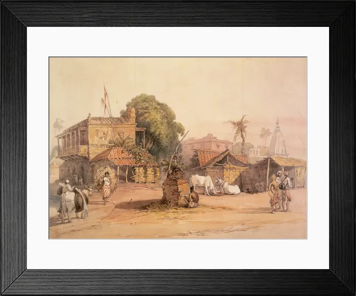 Framed Print : Indian village, c1835. Creator: William Prinsep Framed Print : Indian village, c1835. Creator: William Prinsep