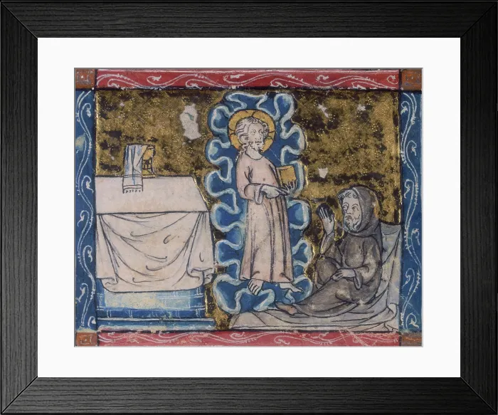 Framed Print : Christ appears to a hermit, c1300-c1350. Creator: Unknown Framed Print : Christ appears to a hermit, c1300-c1350. Creator: Unknown