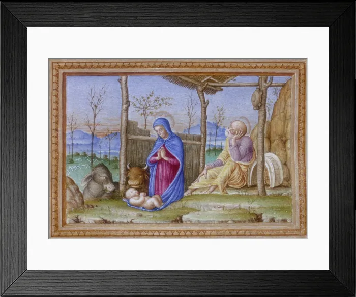 Framed Print : Jesus, Mary and Joseph in the stable, 15th century? Creator: Unknown Framed Print : Jesus, Mary and Joseph in the stable, 15th century? Creator: Unknown