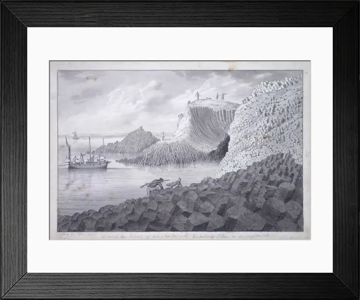 Framed Print : View of the island of Bou Shala with the bending pillars in its neighbourhood, 1772 Framed Print : View of the island of Bou Shala with the bending pillars in its neighbourhood, 1772