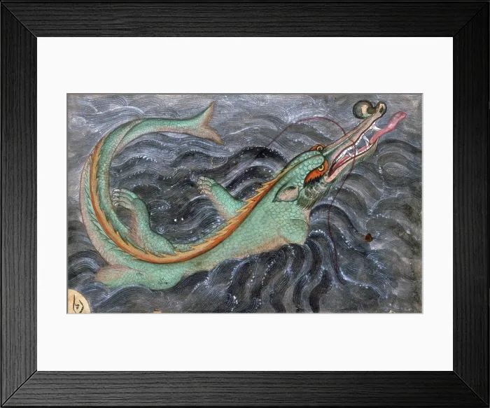 Framed Print : Indian crocodile or gharial, 1590. Creator: Sarwan