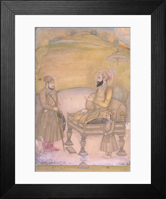 Framed Print : Aurangezeb enthroned, (second half of the seventeenth century?). Creator: Unknown Framed Print : Aurangezeb enthroned, (second half of the seventeenth century?). Creator: Unknown