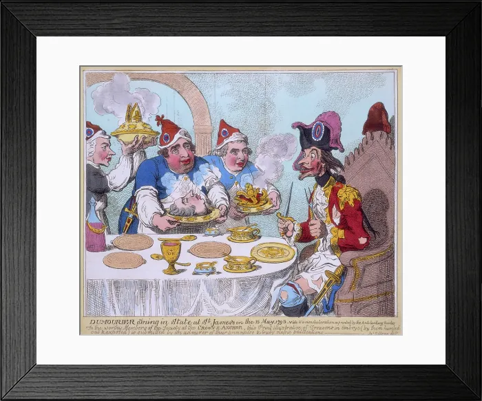 Framed Print : Dumourier dining in state at St James's on the 15 May, 1793'. Creator: James Gillray. Dumourier dining in state at St James's on the 15 May, 1793 Framed Print : Dumourier dining in state at St James's on the 15 May, 1793'. Creator: James Gillray. Dumourier dining in state at St James's on the 15 May, 1793