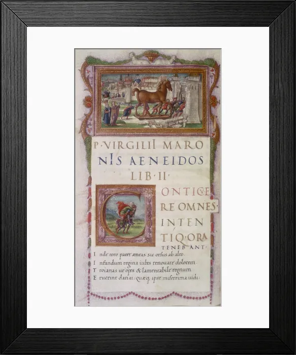 Framed Print : The wooden horse entering the gates of Troy, 1490. Creator: Unknown Framed Print : The wooden horse entering the gates of Troy, 1490. Creator: Unknown