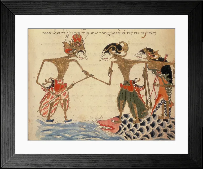 Framed Print : Two figures standing on a fish, 1804. Creator: Unknown Framed Print : Two figures standing on a fish, 1804. Creator: Unknown
