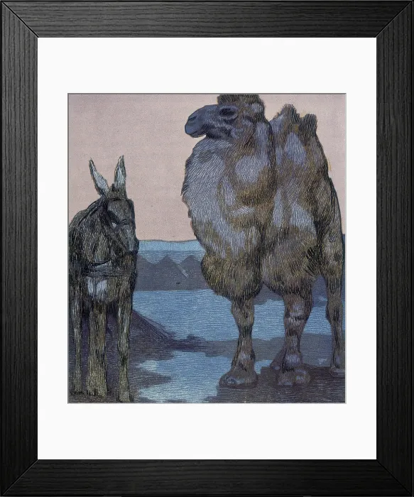 Framed Print : Camel and ass; scene from 'The Jungle Book', 1919. Creator: Paul Jouve Framed Print : Camel and ass; scene from 'The Jungle Book', 1919. Creator: Paul Jouve