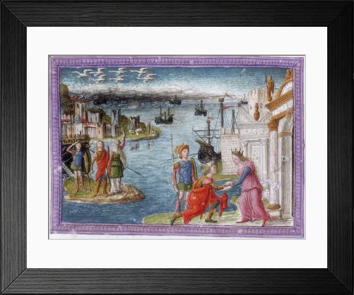 Framed Print : Aeneas welcomed at Carthage by Dido, c1497-c1499. Creator: Unknown Framed Print : Aeneas welcomed at Carthage by Dido, c1497-c1499. Creator: Unknown