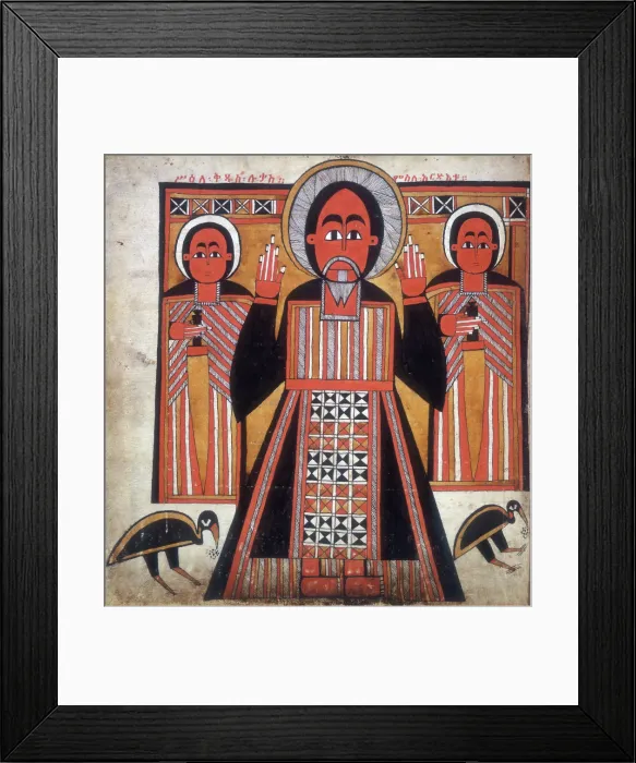 Framed Print : Three figures, two with swords. Creator: Unknown Framed Print : Three figures, two with swords. Creator: Unknown