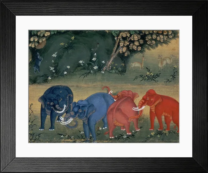 Framed Print : Elephants playing in the forest, 1850. Creator: Unknown Framed Print : Elephants playing in the forest, 1850. Creator: Unknown