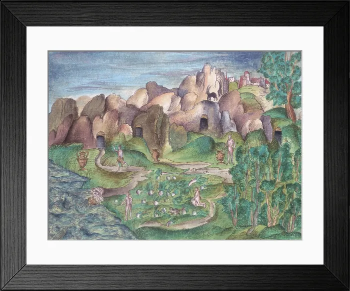 Framed Print : People living in caves, 16th century. Creator: Unknown Framed Print : People living in caves, 16th century. Creator: Unknown
