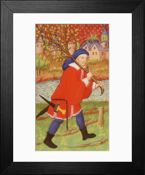 Framed Print : A forester having chopped down a tree, 1423. Creator: Unknown Framed Print : A forester having chopped down a tree, 1423. Creator: Unknown