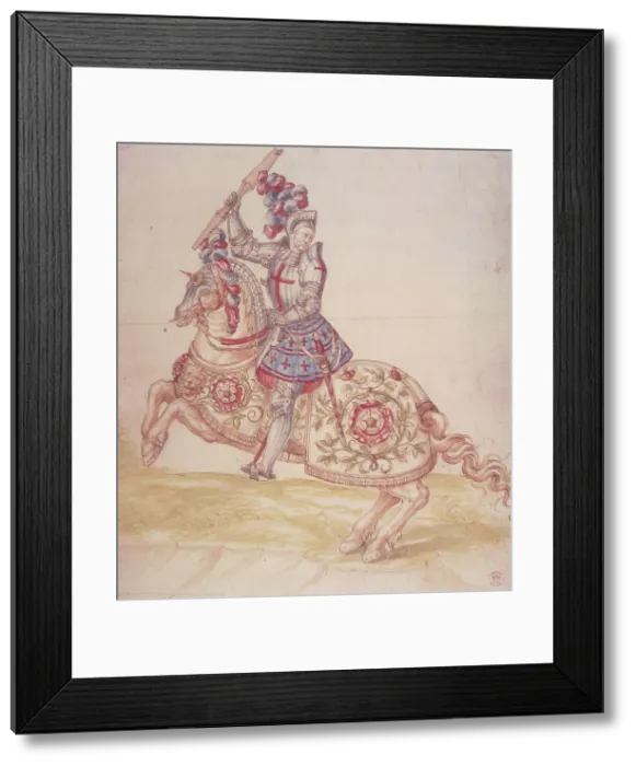 Framed Print : Mounted knight, fourteenth century. Creator: Unknown Framed Print : Mounted knight, fourteenth century. Creator: Unknown