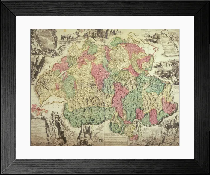 Framed Print : Map of Switzerland, 1740. Creator: Johann Jakob Scheuchzer Framed Print : Map of Switzerland, 1740. Creator: Johann Jakob Scheuchzer