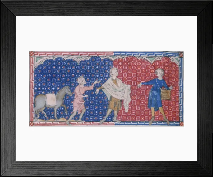 Framed Print : A youth with a basket sowing corn, c1300-c1325. Creator: Unknown Framed Print : A youth with a basket sowing corn, c1300-c1325. Creator: Unknown