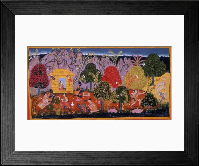 Framed Print : Rama, Sita, and Lakshmana in the forest, c1652. Creator: Sahibdin Framed Print : Rama, Sita, and Lakshmana in the forest, c1652. Creator: Sahibdin
