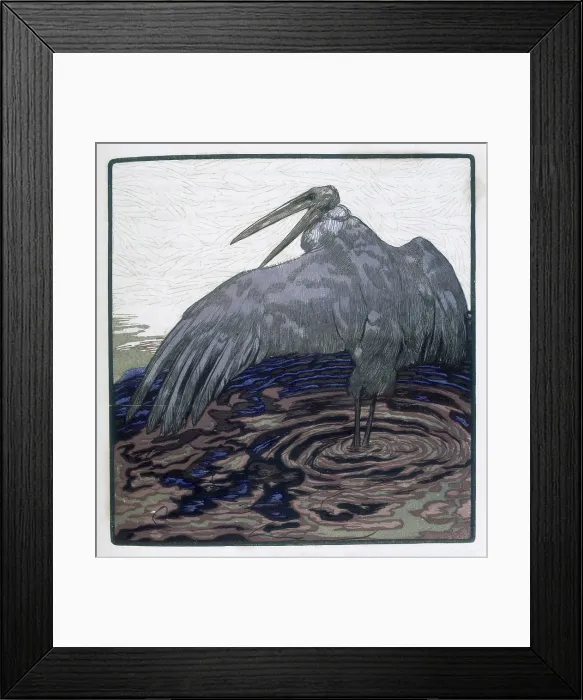 Framed Print : Stork in the water; scene from 'The Jungle Book', 1919. Creator: Paul Jouve Framed Print : Stork in the water; scene from 'The Jungle Book', 1919. Creator: Paul Jouve