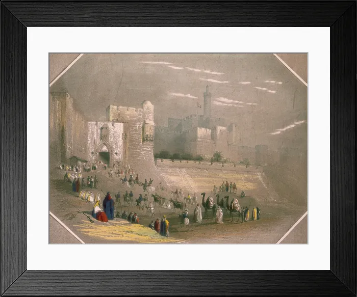 Framed Print : People outside the city walls, Mount Zion, Jerusalem, 1844. Creator: Unknown Framed Print : People outside the city walls, Mount Zion, Jerusalem, 1844. Creator: Unknown