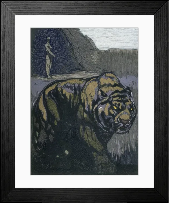 Framed Print : Tiger; scene from 'The Jungle Book', 1919. Creator: Paul Jouve