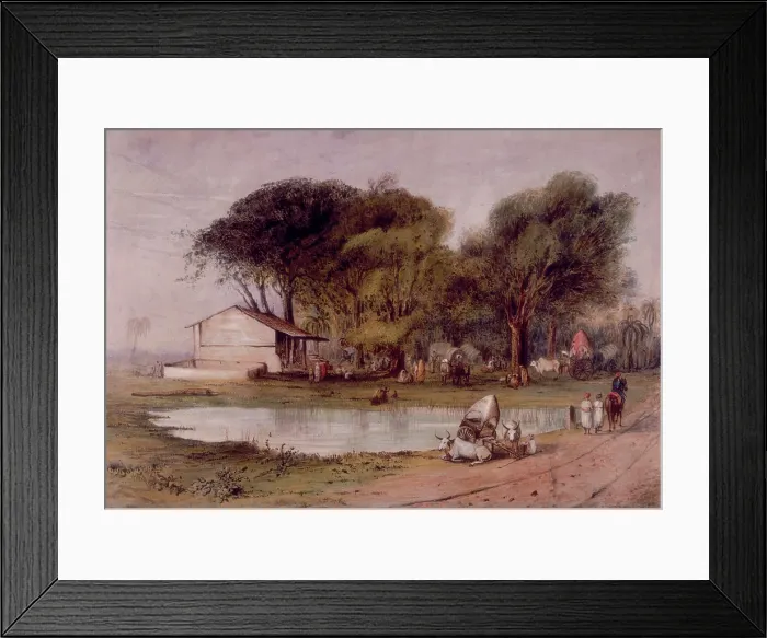 Framed Print : Tank and grove on Doums Road, near Surat, India, c1827-c1839. Creator: Archibald Arnott Framed Print : Tank and grove on Doums Road, near Surat, India, c1827-c1839. Creator: Archibald Arnott