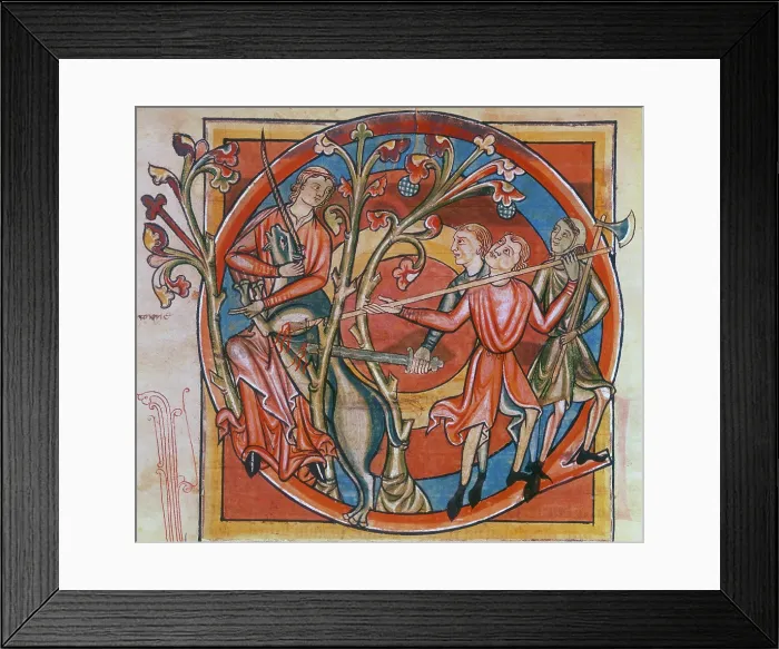 Framed Print : Unicorn enticed by a virgin, 1230-1240. Creator: Unknown Framed Print : Unicorn enticed by a virgin, 1230-1240. Creator: Unknown