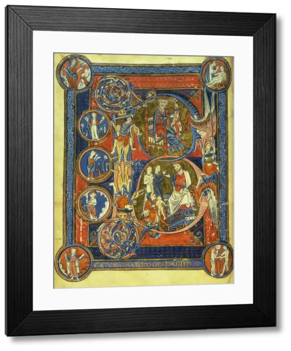 Framed Print : King David playing the harp, and the Judgement of Solomon, c1260. Creator: Unknown Framed Print : King David playing the harp, and the Judgement of Solomon, c1260. Creator: Unknown