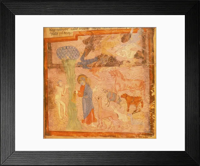 Framed Print : The Creation of Adam, second quarter of the 11th century. Creator: Unknown Framed Print : The Creation of Adam, second quarter of the 11th century. Creator: Unknown