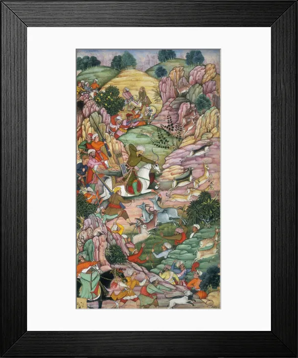 Framed Print : Babur hunting deer between Ali Shang and Alangar near Kabul, Afghanistan, 1520 Framed Print : Babur hunting deer between Ali Shang and Alangar near Kabul, Afghanistan, 1520