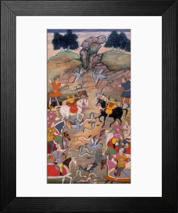 Framed Print : A battle between Babhruvahana, son of Arjuna, and the snakes in the nether regions, 1598. Creator: Unknown Framed Print : A battle between Babhruvahana, son of Arjuna, and the snakes in the nether regions, 1598. Creator: Unknown