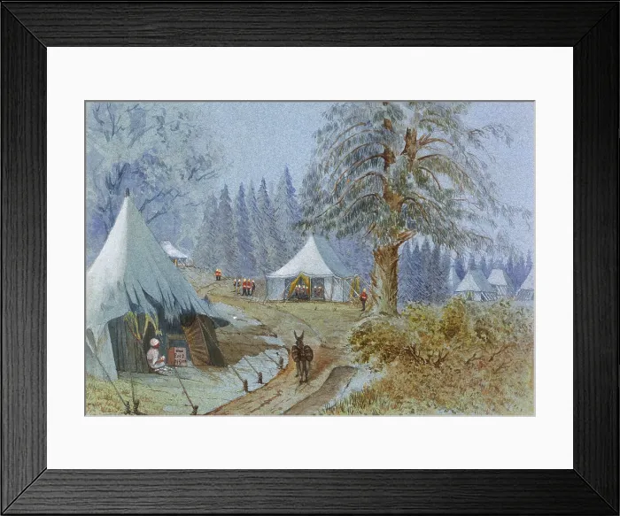Framed Print : Tents pitched in the woods at Camp Gharreal, Murree, Punjab, 1870s. Creator: CJ Cramer-Roberts Framed Print : Tents pitched in the woods at Camp Gharreal, Murree, Punjab, 1870s. Creator: CJ Cramer-Roberts