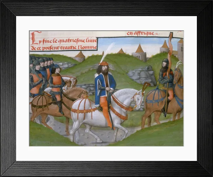 Framed Print : Hannibal on horseback, at the head of his troops, 1480. Creator: Unknown Framed Print : Hannibal on horseback, at the head of his troops, 1480. Creator: Unknown