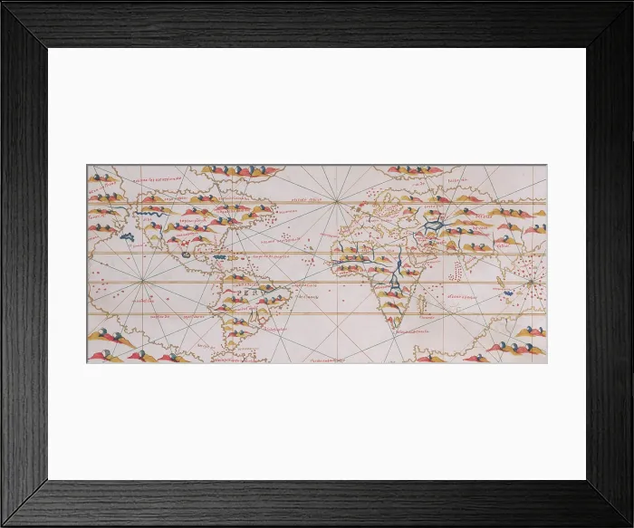 Framed Print : World map, 1560. Creator: Joan Martines Framed Print : World map, 1560. Creator: Joan Martines