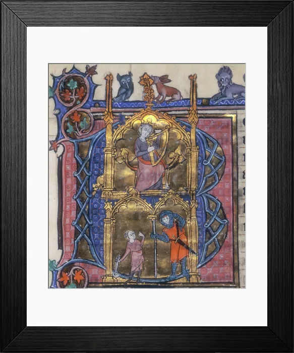 Framed Print : Initial B. Psalter and Horae, c1295-c1310. Creator: Unknown Framed Print : Initial B. Psalter and Horae, c1295-c1310. Creator: Unknown