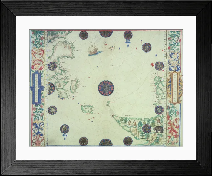 Framed Print : Chart of the Atlantic Ocean, c1535-1542. Creator: John Rotz Framed Print : Chart of the Atlantic Ocean, c1535-1542. Creator: John Rotz