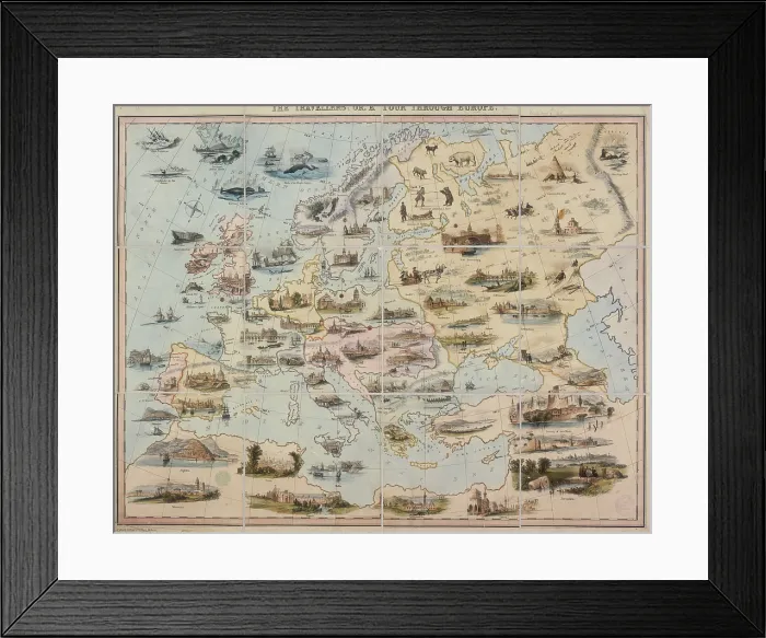 Framed Print : The Travellers, or a Tour through Europe, 1842. Creators: W Clerk, William Spooner. The Travellers, or a Tour through Europe, 1842 Framed Print : The Travellers, or a Tour through Europe, 1842. Creators: W Clerk, William Spooner. The Travellers, or a Tour through Europe, 1842