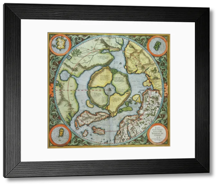 Framed Print : Map of the Arctic, 1595. Creator: Gerardus Mercator