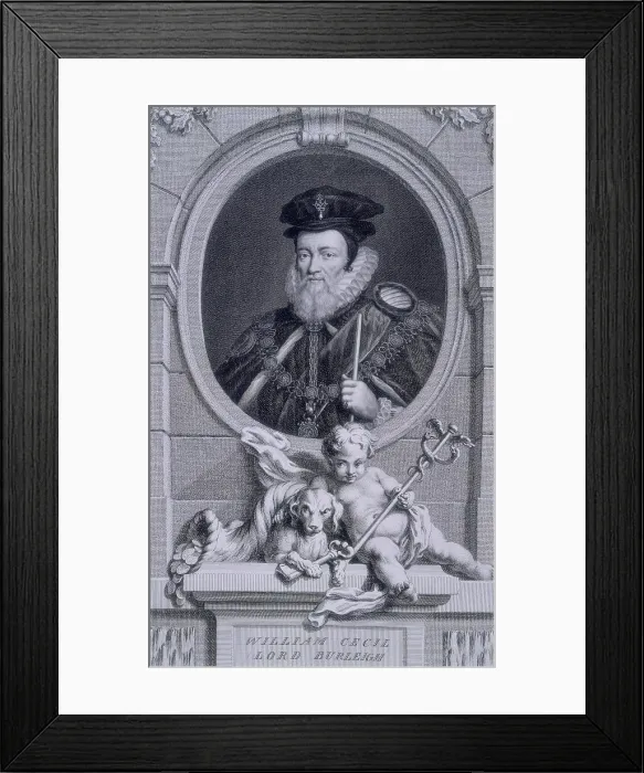 Framed Print : William Cecil, Ist Baron Burghley or Burchleigh, 1743. Creator: Jacobus Houbraken Framed Print : William Cecil, Ist Baron Burghley or Burchleigh, 1743. Creator: Jacobus Houbraken
